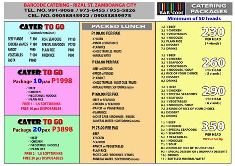barcode zamboanga catering menu|CATERING MENU .